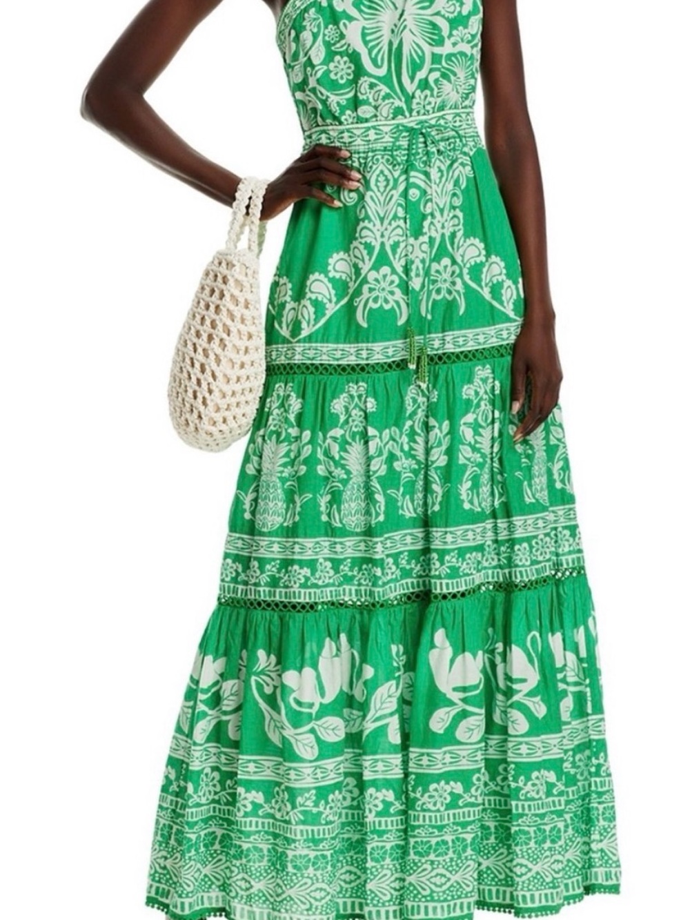 FARM Rio One-Shoulder Green and White Floral Maxi Dress - Picture 3 of 6